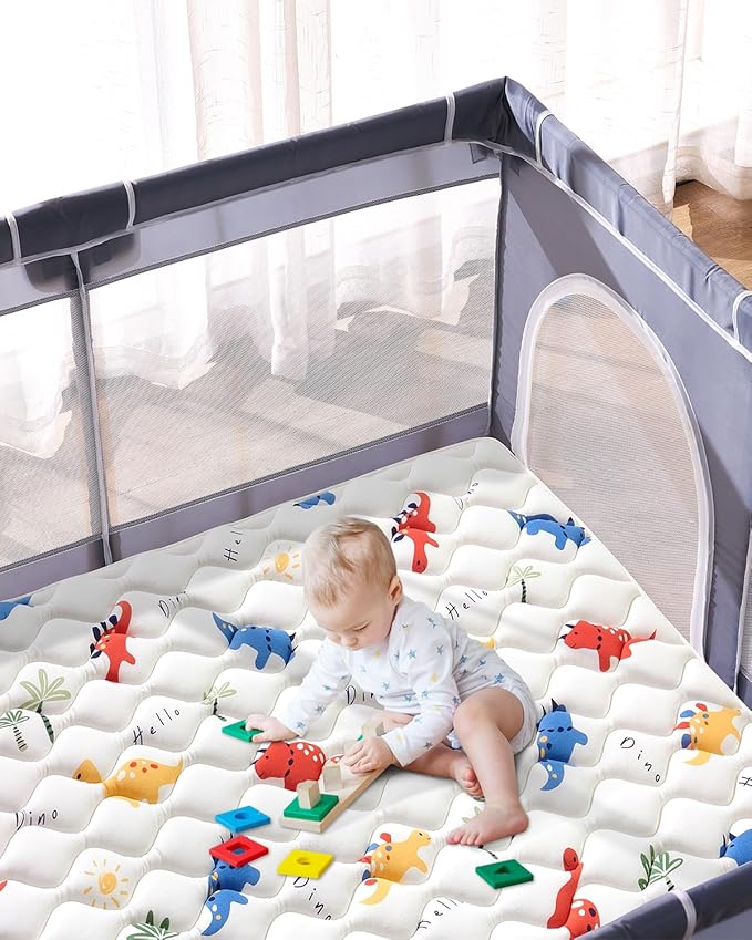 Premium Foam Baby Play Mat 74" X 50", Thick One-Piece Crawling Plyapen Mat, Odorless Baby Mat For Floor, Non-Slip Cushioned Playmat for Infants,Babies,Toddlers (Machine Washable for Easy Care)