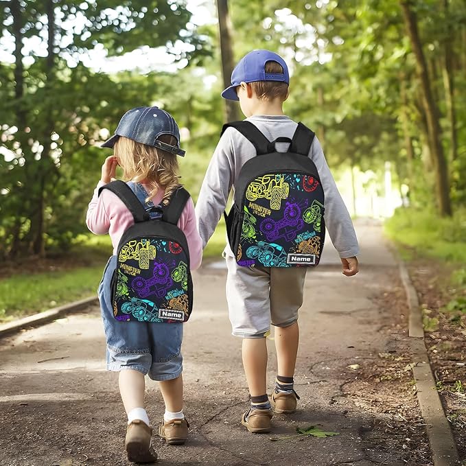 Toddler Backpack Colorful Monster Truck Waterproof Mini Backpack with Name/Text Preschool Backpack Cute Small Backpack Kindergarten Pre School Bags 11 Inch, Pattern 2