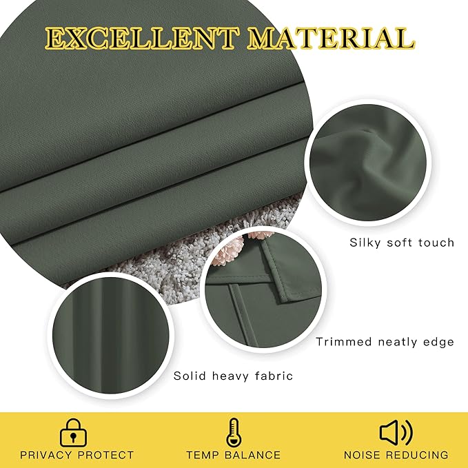NICETOWN Room Darkening Curtains for Room Divider, Grommet Thermal Curtains Light & Sound Reducing Window Treatments for Sliding Glass Door, W66 x L118, Dark Mallard, 2 Panels