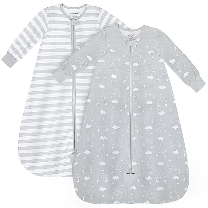 Mama Cheetah Baby Sleep Sack with Sleeves, 0.5 TOG Organic Cotton Wearable Blanket and Two-Way Zipper, Swaddle Transition Long Sleeve Sleeping Bag for Newborn Infant Toddler, 6-12 Months