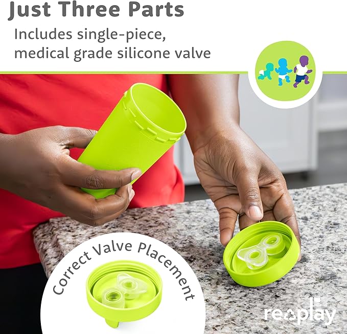 Re-Play Sippy Cups for Toddlers - 10 Oz. Reusable Spill Proof Cups for Kids, Dishwasher/Microwave Safe - Made in USA - Set of 4-3.13" x 6.25" - Sea Glass