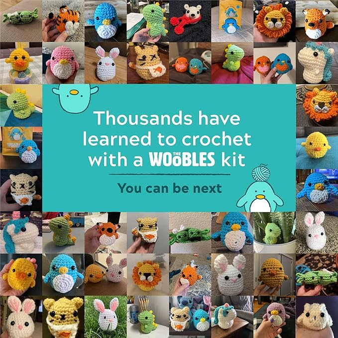 The Woobles Crochet Kit for Beginners - Easy Arts and Crafts Knitting & Crochet Animals Kit As Seen On Shark Tank - Fred The Dinosaur