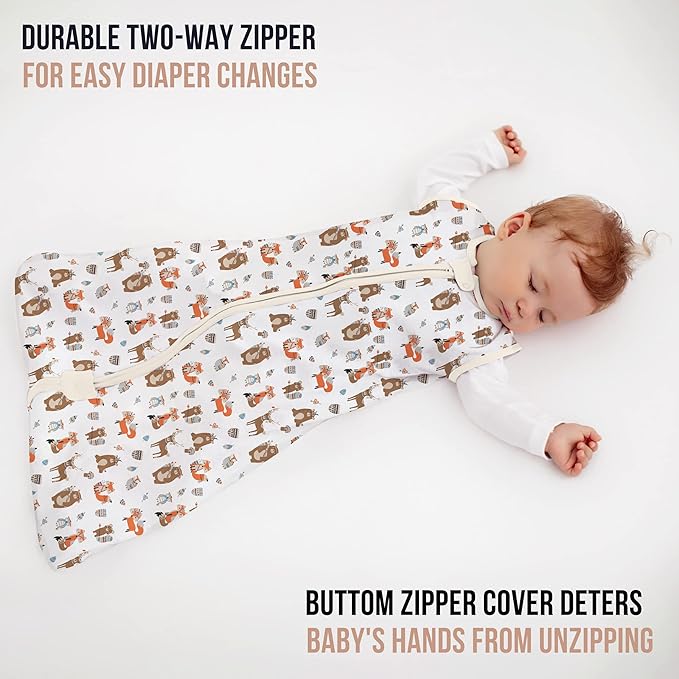 Mama Cheetah Baby Sleep Sack 0.5 TOG, Organic Cotton Baby Wearable Blanket with Two-Way Zipper, Swaddle Transition Baby Sleeping Bag for Newborn Infant Toddler Boy Girl, 6-12 Months