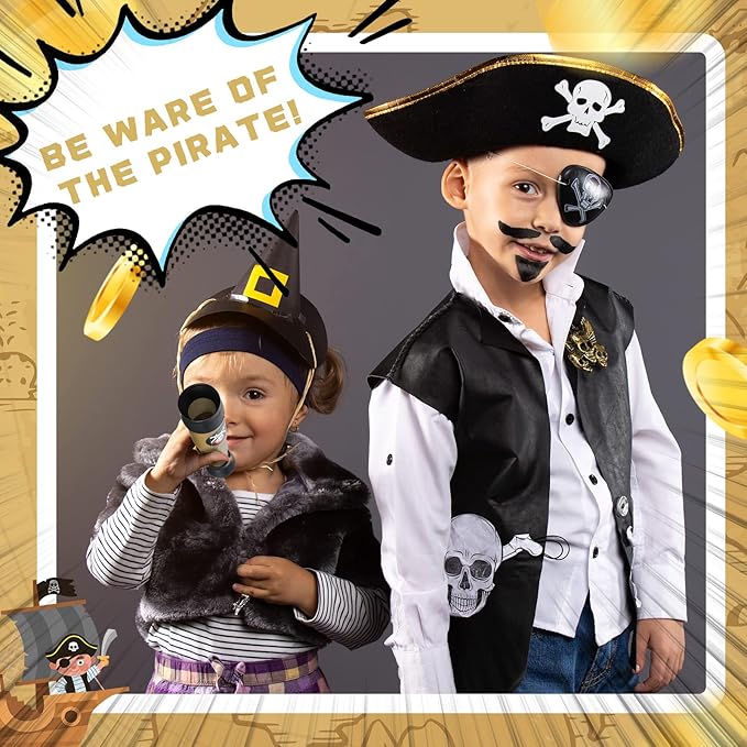 Deekin 12 Pcs Pirate Telescope for Kids Pirate Party Favors Accessories Telescope Toys Spyglass Mini Treasure Hunt for Boat Halloween Birthday Party Supplies