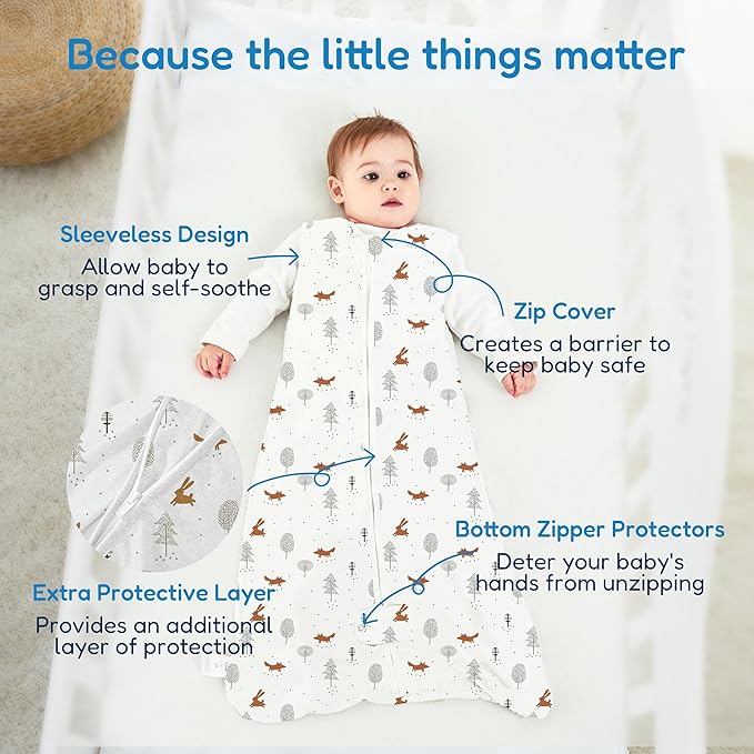 TotAha Sleep Sack 6-12 Months 3 Pack, Buttery Soft, Safe Wearable Blanket Baby Sleeping Bag with 2-Way Zipper for Girl Boy, 0.5 TOG