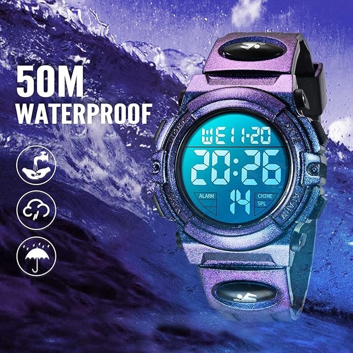 Kids Watch,Boys Watch for 3-15 Year Old Boys,Digital Sport Outdoor Multifunctional Chronograph LED 50 M Waterproof Alarm Calendar Analog Watch for Children with Silicone Band,Kids Gift