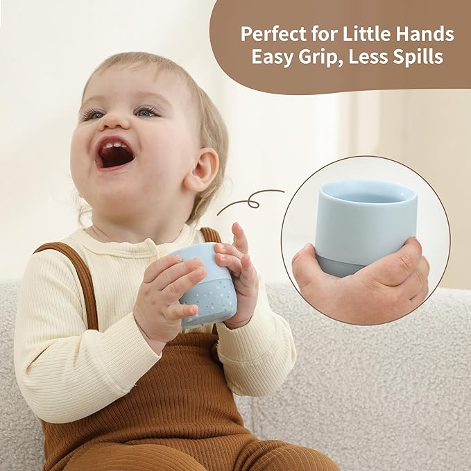 Moonkie Silicone Baby Cup 4 Months+ | Open Training Drinkware for Infants with Confetti Sprinkles | Baby-Led Weaning Essential | 2 oz (Mint, 1 Pack)