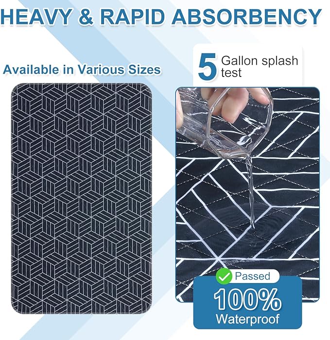 OUTCREATOR® Washable Bed Pads 34" x 76" (Pack of 2), Incontinence Mattress Protector, Anti-Slip Waterproof Underpads for Adults Kids Elderly Pets, Absorbency & Reusable Bedwetting Pads (Navy Blue)