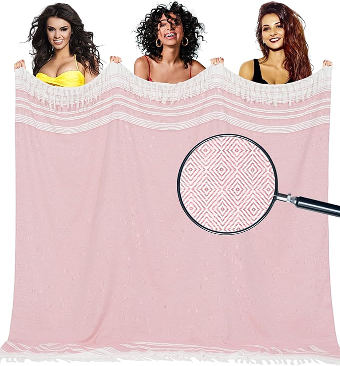 Oversized Turkish Beach Towel Blanket Cotton Giant XL Sandproof Towels Huge Linen XXL Extra Large Big Throw Quilt Blankets for Adults Cloud Travel Camping Glamping Accessories Essentials