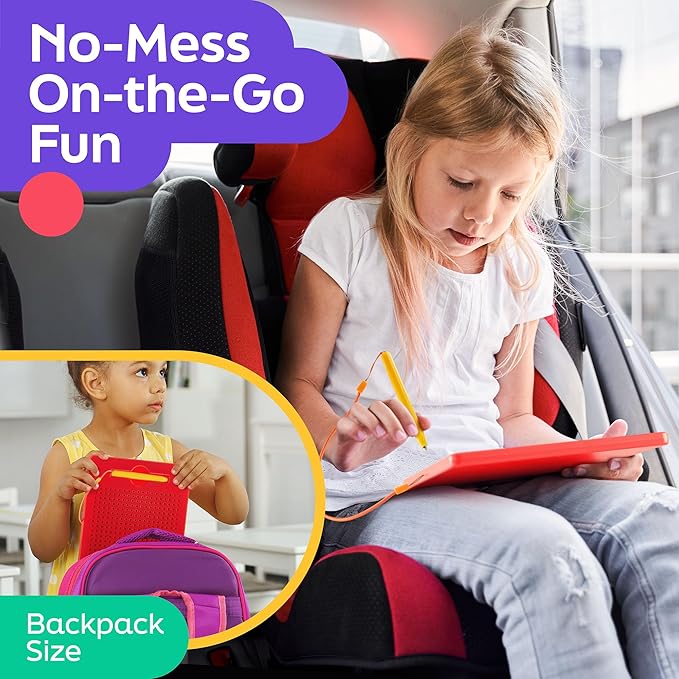 Magnetic Drawing Board for Kids & Toddlers with Beads and Magnet Stylus Pen - Magnetic Tablet Toy for Airplane & Car Ride Activities for Kids