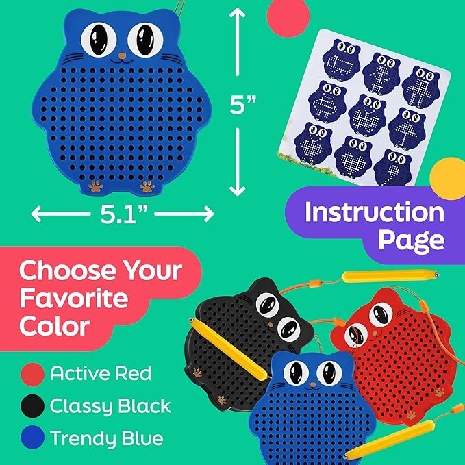 Magnetic Drawing Board for Kids & Toddlers with Beads and Magnet Stylus Pen - Magnetic Travel Toy for Airplane & Car Ride Activities for Kids