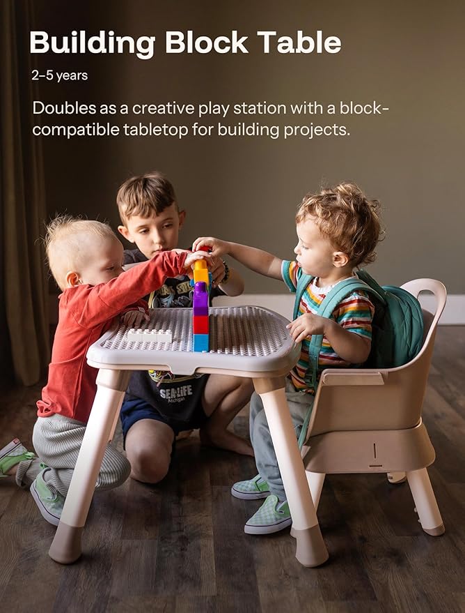 HARPPA 6 in 1 Baby High Chair, Convertible Infant Feeding Chair for Babies & Toddlers Table, Dining Booster Seat with Removable Tray, Khaki