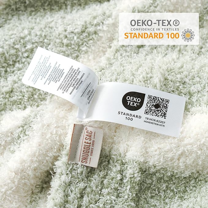 Snuggle Sac Stripe Sage Green Blanket Twin Size, Reversible Super Soft Warm Bed Blankets, Cozy Knit Fuzzy Blanket for Bed,Sofa, Living Room, Stripe Green, 60"x80"