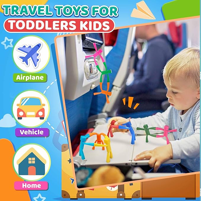 Magnetic Travel Toys for Toddlers Kids 10PCS, Airplane Car Travel Activities Essential, Fidget Toys Road Trip ‌Sensory Toy, Fidgets for Classroom Toys for 3 4 5 6 7 8 Year Old - Square Style