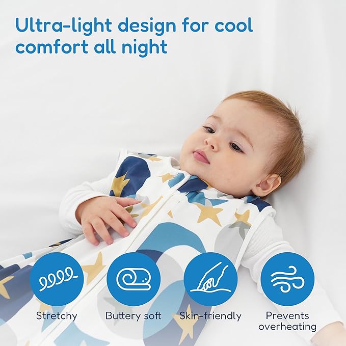 TotAha Sleep Sack 6-12-15 Months 3-Pack,Stretchy,Buttery Soft Swaddle Transition Sleeping Bag,Light Baby Wearable Blanket with 2-Way Safe Zippers for Boys and Girls, 0.5 TOG