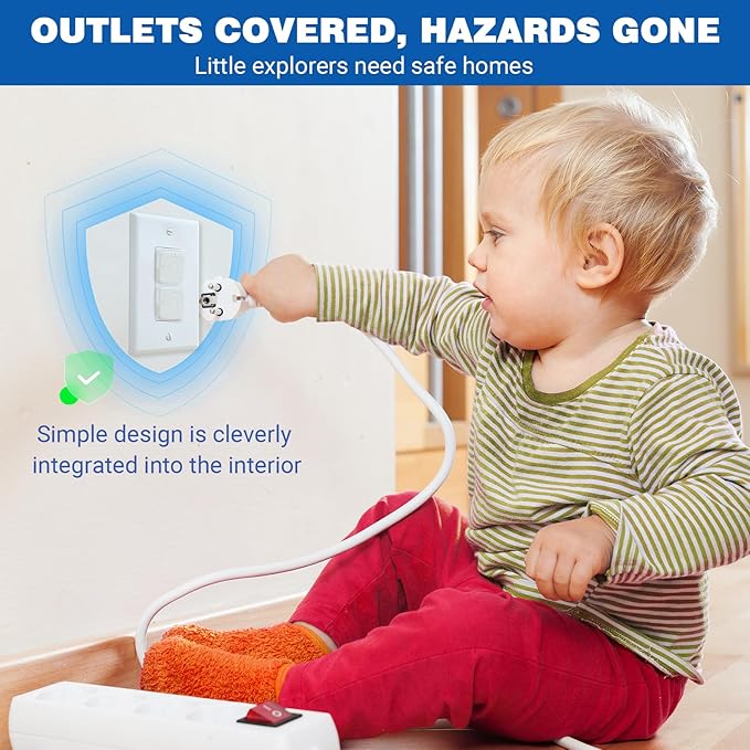 Outlet Covers Baby Proofing, 60 Pack Child Proof Plug Socket Covers Electric Plug Protectors Safety Caps with Hidden Pull Handle, for US 3-Prong, Classic