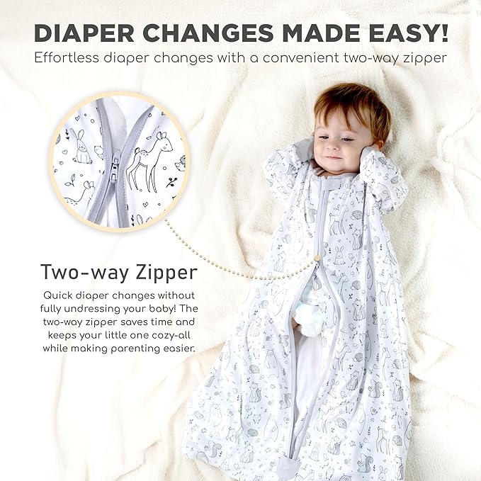 Mama Cheetah Baby Sleep Sack with Sleeves, 0.5 TOG Organic Cotton Wearable Blanket and Two-Way Zipper, Swaddle Transition Long Sleeve Sleeping Bag for Newborn Infant Toddler, 24-48 Months