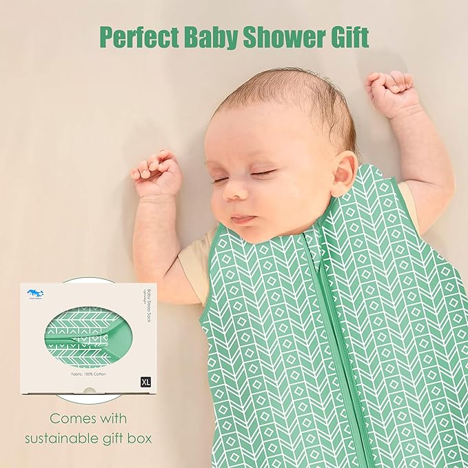 SWEET DOLPHIN Baby Sleep Sack 18-24 Months - 100% Cotton 2-Way Zipper TOG 0.5 Infant Wearable Blanket, Newborn Essentials Toddler 3 Pack Sleeping Sacks - Green