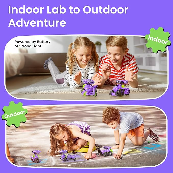 Sillbird Solar Building Robot Kit STEM Gift for Boys Aged 8-12, DIY 15-in-1 Science Educational Toys for Kids Birthday, Solar or Battery Powered Robotic Set with 212 Pieces