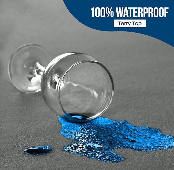 Utopia Bedding Waterproof Mattress Protector Twin XL Size, Premium Terry Mattress Cover 200 GSM, Breathable, Fitted Style with Stretchable Pockets (Gray)