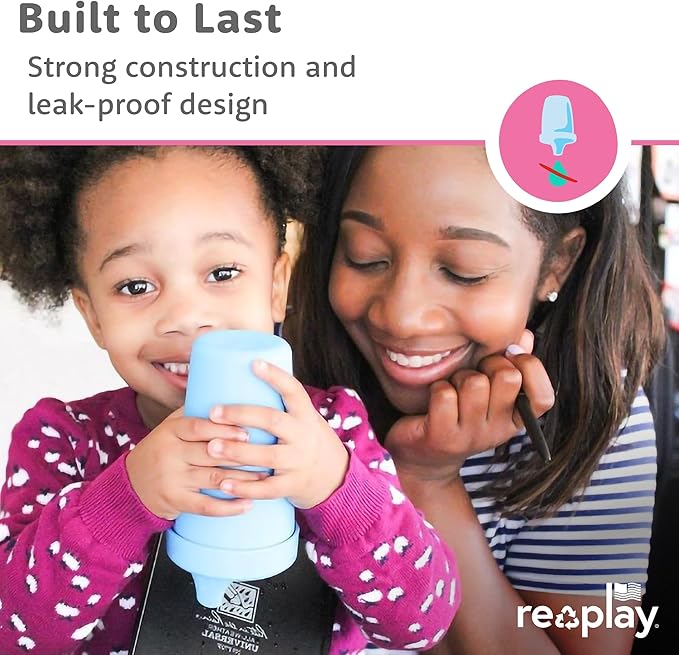 Re-Play Sippy Cups for Toddlers - 10 Oz. Reusable Spill Proof Cups for Kids, Dishwasher/Microwave Safe - Made in USA - Set of 4-3.13" x 6.25" - Sea Glass