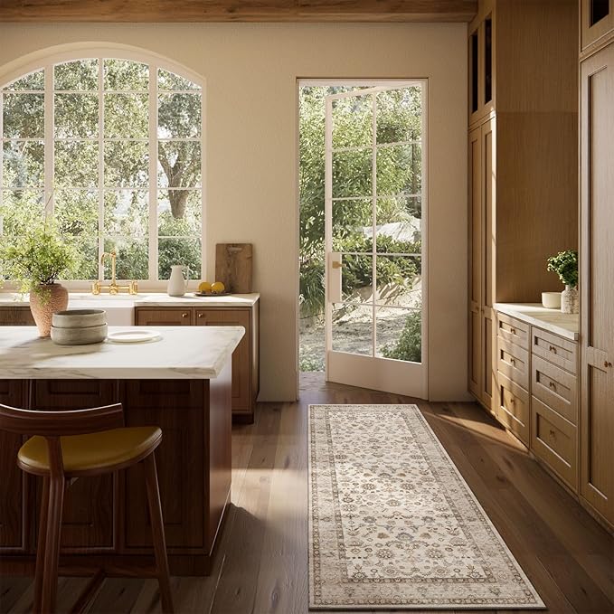 Washable Runners for Hallways Kitchen Rug: 2'6"x8' Kitchen Runner Stain Resistant Non Slip Low Pile Soft Carpet Runners for Hallways Bedroom Entryway Indoor Beside Bathroom Laundry Room