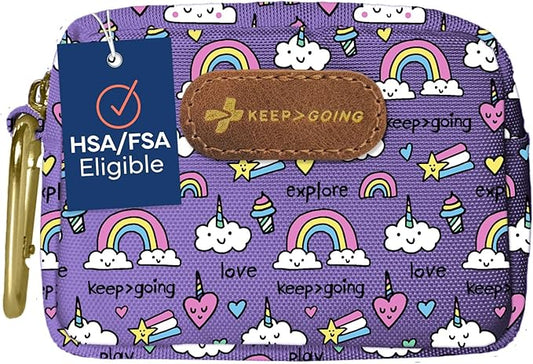 KeepGoing Small Travel First Aid Kit Kids – 60 Pc. Mini First Aid Kit for Purse, Diaper Bag, & Backpack with Latex-Free Bandages – 4 Oz., & 4.5 x 3.5 x 2 in, TSA-Approved