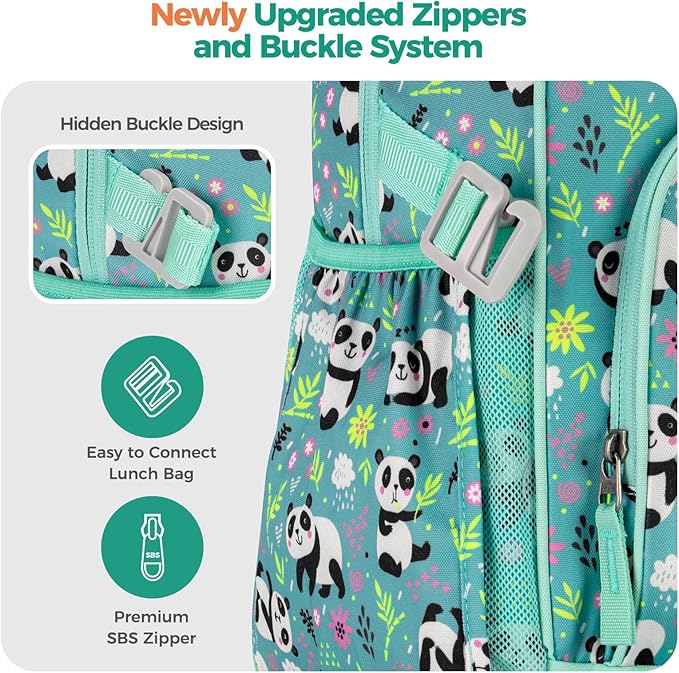 Choco Mocha Rainbow Backpack for Girls, Elementary School Backpack for Girls Ages 6-8 Kids Kindergarten Backpack Bookbag 17 Inch with Chest Strap, Blue