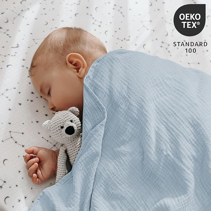 Muslin Swaddle Blankets for Newborn, 3 Pack Breathable Soft Receiving Blanket, Large 38 x 40 inches Swaddle Wrap Burping Clothes Diapers, Essentials Infant Shower Items, Toddler Gift (Graceful Colors)