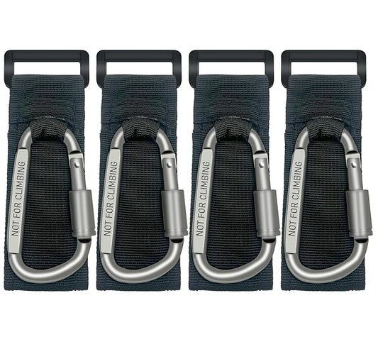4 Pcs Baby Stroller Hook, Carry 30 lbs per Stroller Carabiner Clip, Adjustable Baby Stroller & Car Seat Hook for Hanging Diaper Bag, Wheelchair,Golf cart, Shopping and Pet Cart