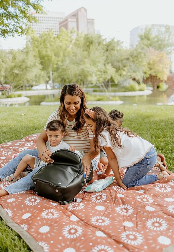 Little Unicorn 5'x10' XL Outdoor Family Picnic & Beach Blanket | Durable & Water-Resistant Fabric | Compact Fold & Easily Wipes Clean | Zipper Pocket (Sun Baked)