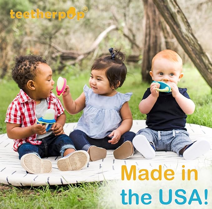 Teetherpop Fillable Silicone Teether for Babies – Cooling Teething Relief - Breastmilk Popsicle Molds for Teething with Spill-Proof Sippy Slits – Pureed Baby Fruit Feeder (FuchsiaPink)