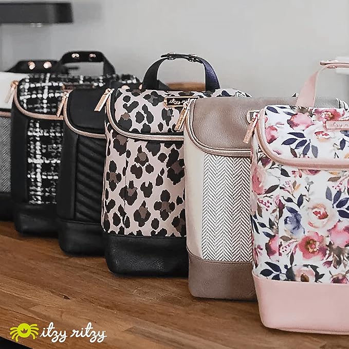 Itzy Ritzy Insulated Bottle Bag – Keeps Bottles Warm or Cool - Holds 3 Bottles and Features Interior Pocket For Ice Pack (Not Included), Jetsetter