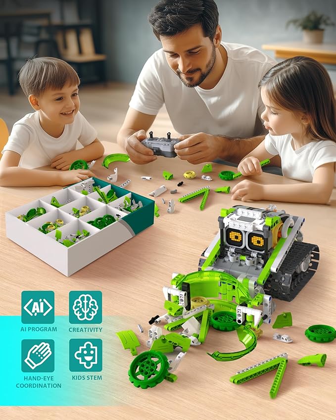 5in1 STEM AI Robot Toys Building Set, 478Pcs APP & Remote Control Engineering Erector Blocks for Kids Age 6-8, Coding Interactive Educational Christmas Birthday Gift for 10-12 Year Boys & Girls