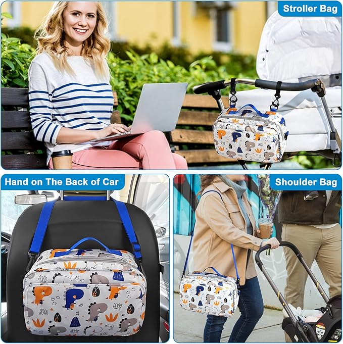 Accmor Stroller Organizer, Universal Stroller Organizer with Insulated Cup Holder Pocket, Dual Purpose Large Capacity Stroller Bag Caddy, Stroller Accessories Fits for Uppababy, Doona, Nuna Strollers