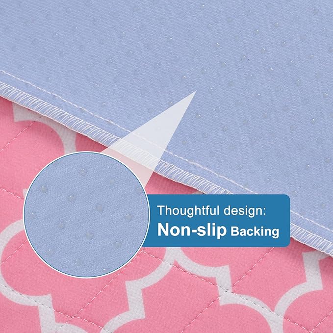 OUTCREATOR® Washable Bed Pads 34" x 56" (Pack of 2), Incontinence Mattress Protector, Anti-Slip Waterproof Underpads for Adults Kids Elderly Pets, Absorbency & Reusable Bedwetting Pads (Pink)
