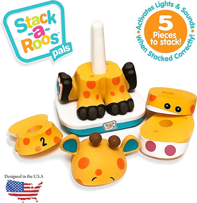 Stack-a-Roos Baby Giraffe by Salus Brands - Animal Stacking Toy, Educational Early Learning Toy for Infants Babies Toddlers, Age 12+ Months - Great Baby Gifts, STEM