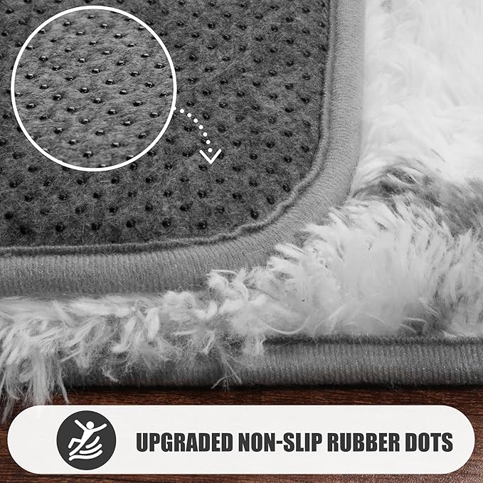 ONASAR Area Rugs for Living Room, Washable 5x8 Fluffy White and Grey Rug for Bedroom, Geometric Moroccan Indoor Shaggy Boho Soft Plush Floor Carpet for Kids Teen Nursery Dorm Home Decor Aesthetic