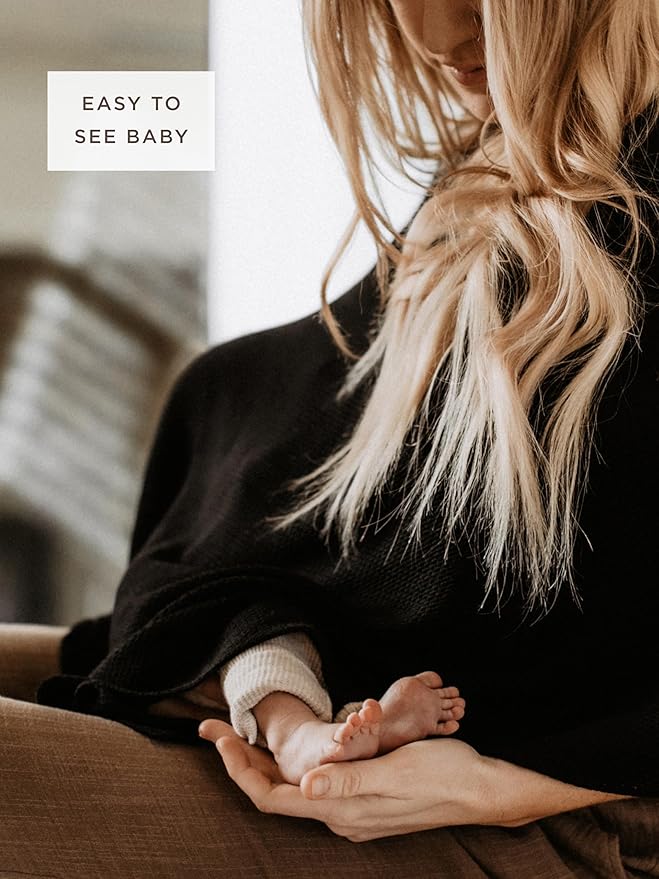 We are Amma | The Cocoon™ - Newborn Essentials Must Haves: Nursing Cover for Breast Feeding Essentials | Nursing Sweater Used as Breastfeeding Cover (Black, One Size)