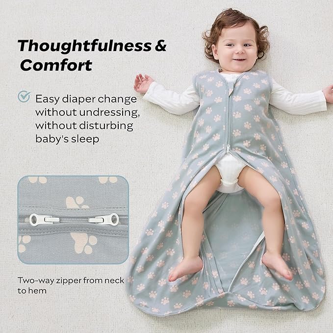 JELLYMONI Baby Sleep Sack 0-6 Months Wearable Blanket for Baby, 100% Cotton 2 Pack Infant Toddler Sleeping Sack Lightweight Soft 2-Way Zipper Sleepsack