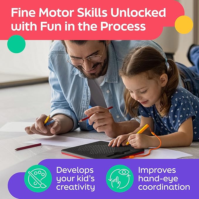 Magnetic Drawing Board for Toddlers & Kids - Toddler Doodle & Sketch Toys, Includes Magnet Stylus Pen and Beads for Girls & Boys, Travel & Car Ride Activities