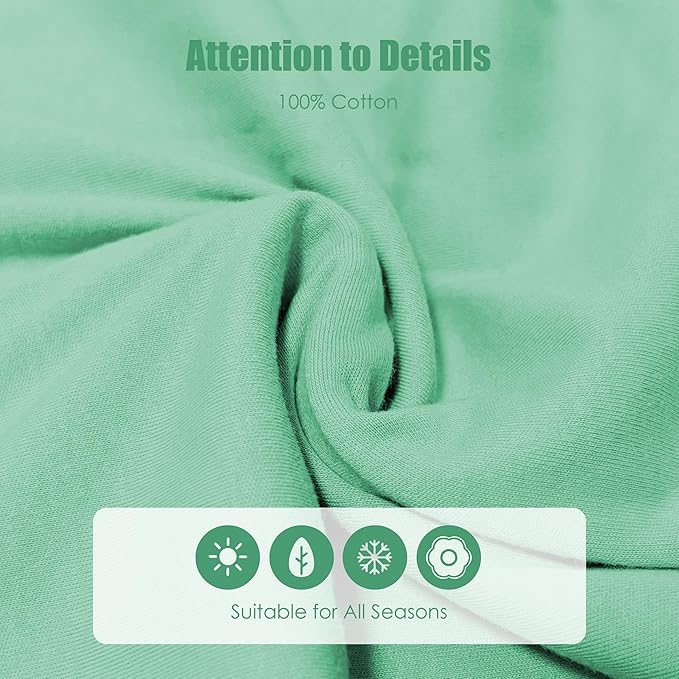 SWEET DOLPHIN Baby Sleep Sack 0-6 Months - 100% Cotton 2-Way Zipper TOG 0.5 Infant Wearable Blanket, Newborn Essentials Toddler 3 Pack Sleeping Sacks - Green