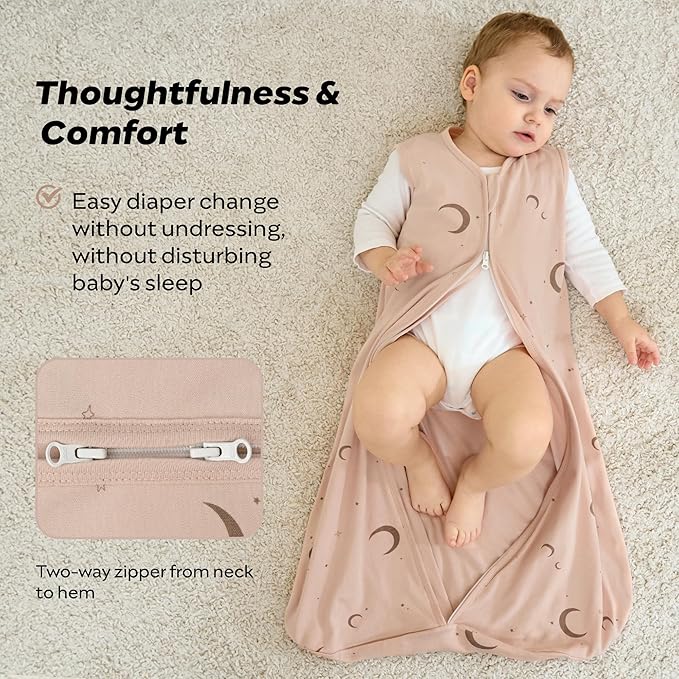 JELLYMONI Baby Sleep Sack 6-12 Months, 100% Cotton 3 Pack 0.5 TOG Baby Wearable Blanket Infant Sleep Sack with 2-Way Zipper Newborn Sleep Sacks
