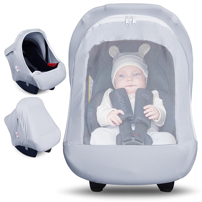 Metplus 2-in-1 Baby Car Seat Canopy, Multi Use Privacy Sun Shade, Protect Baby's Safety with Style, Infant Carrier Covers for Boys & Girls