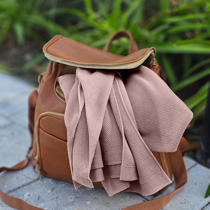 Peekaboo Nursing Cover Up for Breastfeeding - Breathable Knit - Soft Organic Cotton & Cashmere Breast Feeding Poncho for Women - Privacy Feature - Includes Mesh Laundry Bag (Mauve)