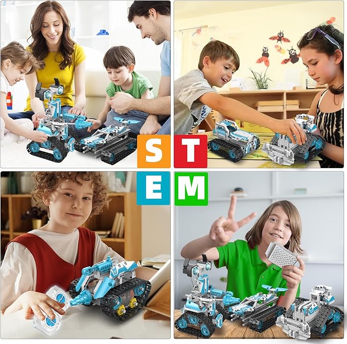 STEM Robot for Kids Ages 8-14, 5-in-1 Remote Control and APP Programmable Robot Toys - 720 Pcs DIY Building Science Educational Kit, Building Block Birthday Present for Teen Boys Girls