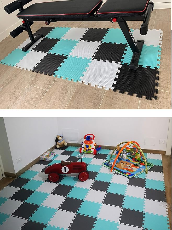 MQIAOHAM® 25 Pieces Puzzle Play Mats, Soft Baby Play Mat, Kids Interlocking Foam Floor Tiles, Toddlers Carpet Playmats G301025-106
