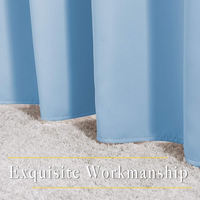 NICETOWN Blackout Room Divider Curtains 118 inches Long, Grommet Thermal Window Treatments Sound Reducing Drapes for Sliding Glass Door, Blue, W66 x L118, 2 Pieces