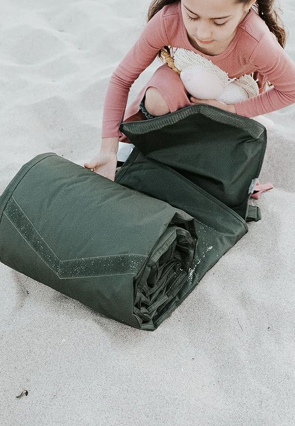 Little Unicorn 5'x10' XL Outdoor Family Picnic & Beach Blanket | Durable & Water-Resistant Fabric | Compact Fold & Easily Wipes Clean | Zipper Pocket (Tropical Leaf)