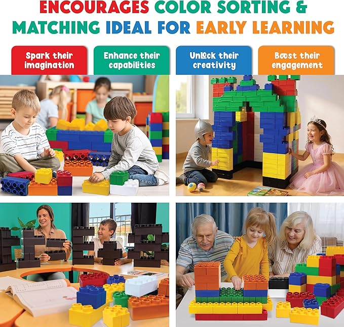 Large Building Blocks for Kids Ages 3-8 – 432 Piece Mega Set – Indoor & Outdoor STEM Toy for Boys & Girls